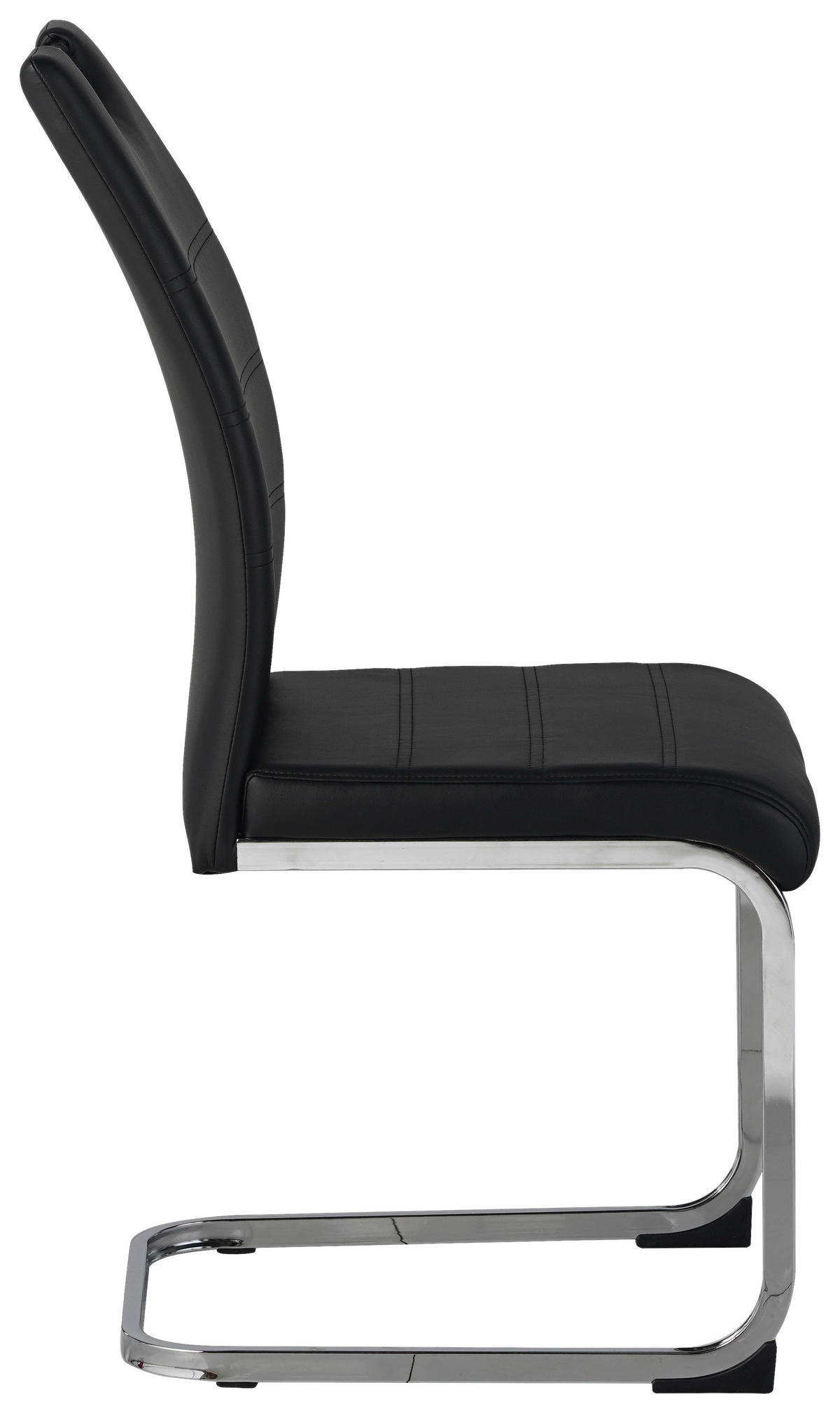 SCAUN CANTILEVER din metal, textil negru, culoare crom  - culoare crom/negru, Design, metal/textil (42/99/56cm) - P & B