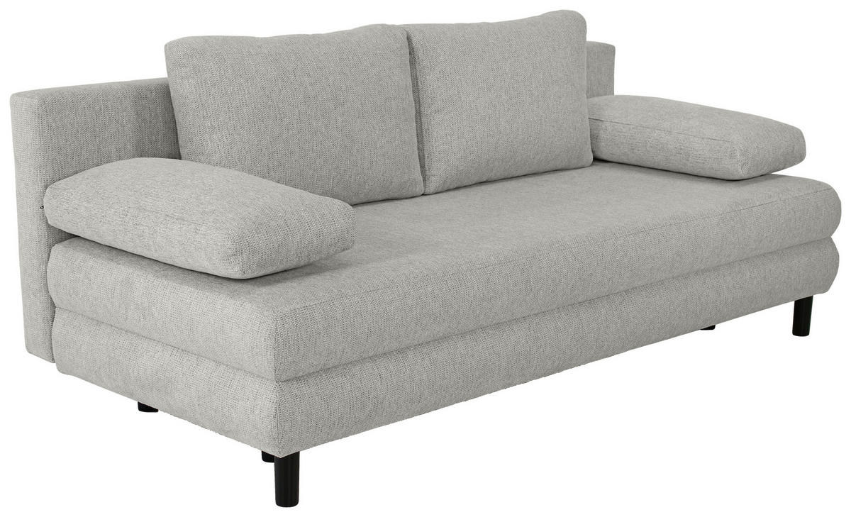 SCHLAFSOFA Textil Taupe  - Taupe/Schwarz, Design, Textil/Metall (197/84/92,5cm) - home24