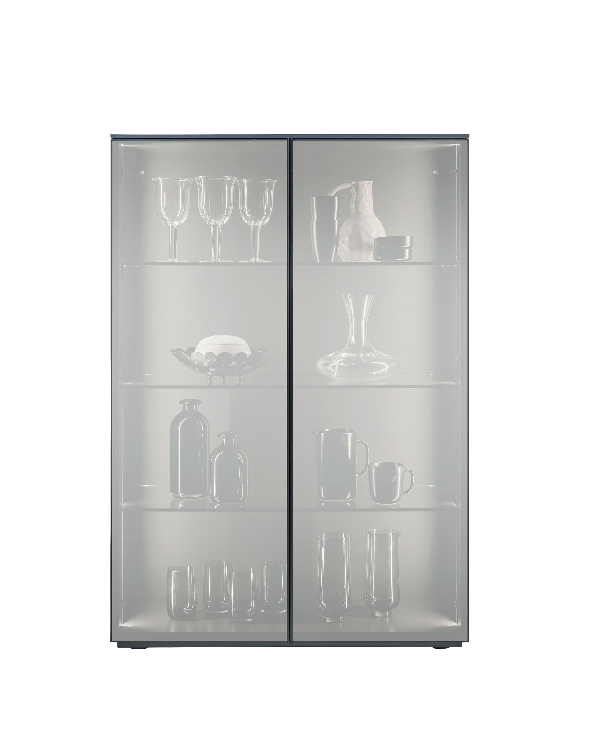HIGHBOARD Dunkelgrau  90/130/45 cm  - Dunkelgrau/Schwarz, Design, Glas/Holzwerkstoff (90/130/45cm) - Ambiente