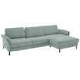 ECKSOFA  in Chenille, Flachgewebe Mintgrün  316/175 cm  - Schwarz/Mintgrün, Design, Textil/Metall (316/175cm) - Dieter Knoll