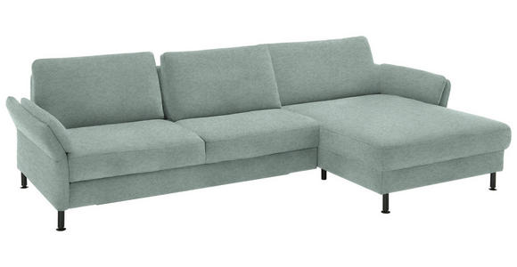 ECKSOFA  in Chenille, Flachgewebe Mintgrün  316/175 cm  - Schwarz/Mintgrün, Design, Textil/Metall (316/175cm) - Dieter Knoll