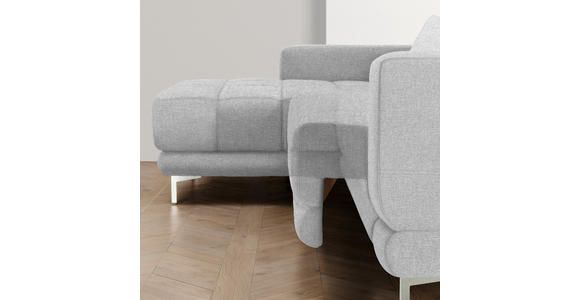 ECKSOFA in Webstoff Hellgrau  - Chromfarben/Hellgrau, Design, Textil/Metall (187/260cm) - Xora