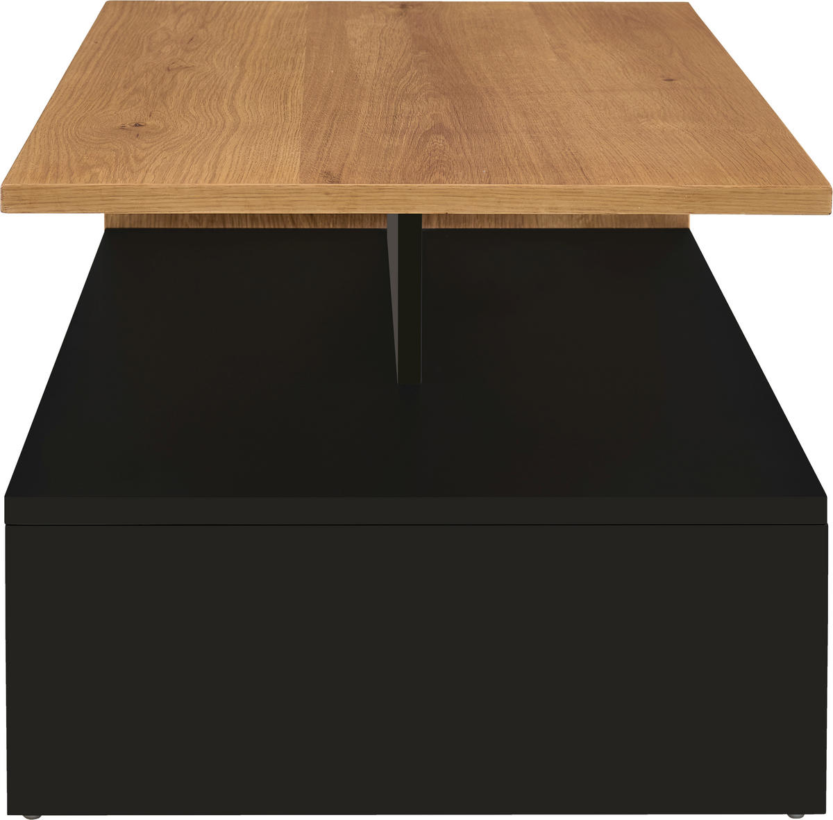 COUCHTISCH Eiche furniert 90/55/42,5 cm rechteckig Schwarz, Eichefarben  - Eichefarben/Schwarz, Design, Holz/Holzwerkstoff (90/55/42,5cm) - Carryhome