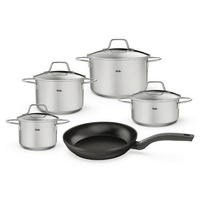 KOCHTOPFSET Sereno 5-teilig  - Edelstahlfarben/Schwarz, Basics, Metall (53/36/33cm) - Fissler