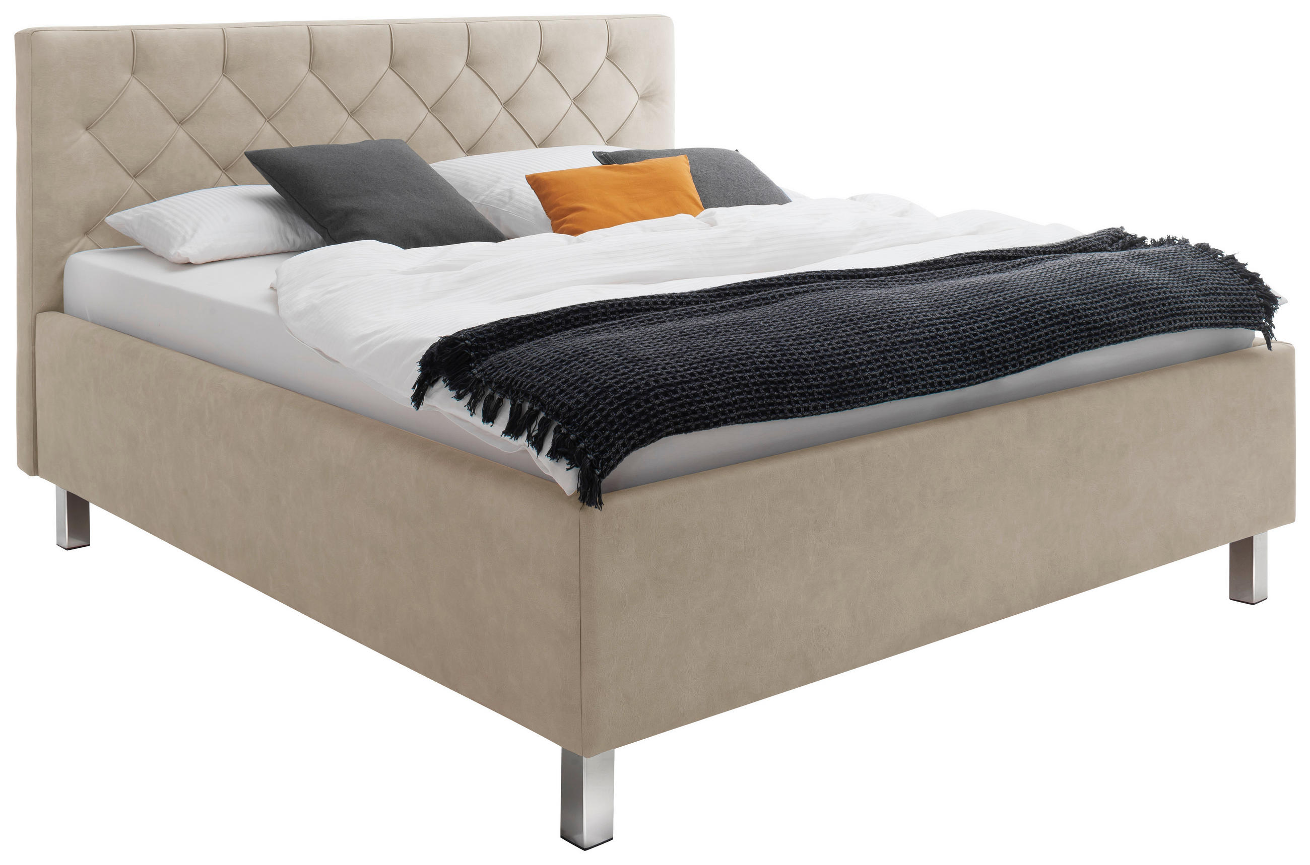 POLSTERBETT 180/200 cm in Beige - Beige, MODERN, Holzwerkstoff/Textil (180/200cm) - Visionight