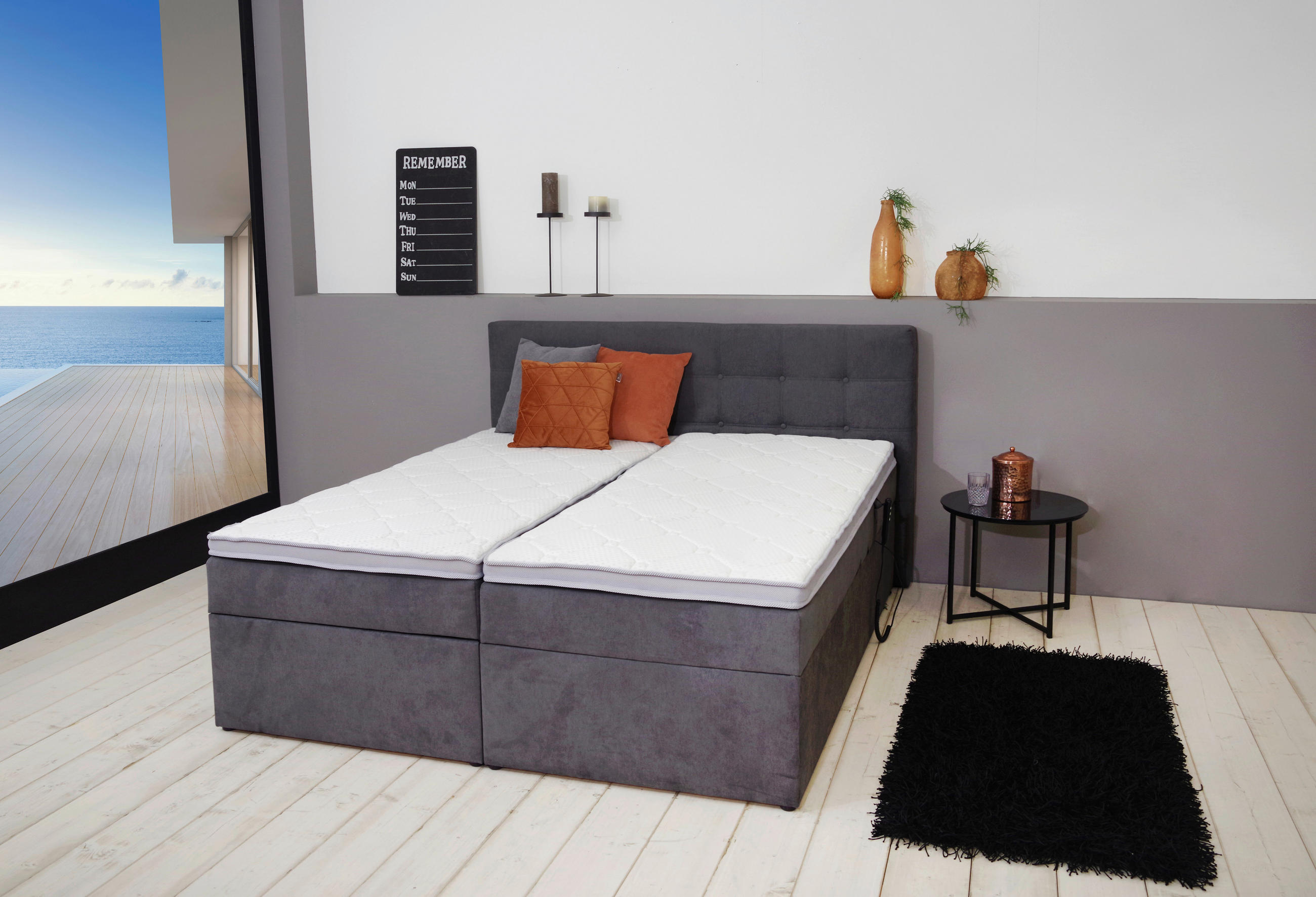 BOXBETT 180/200 cm  in Anthrazit  - Anthrazit/Schwarz, KONVENTIONELL, Kunststoff/Textil (180/200cm) - Carryhome