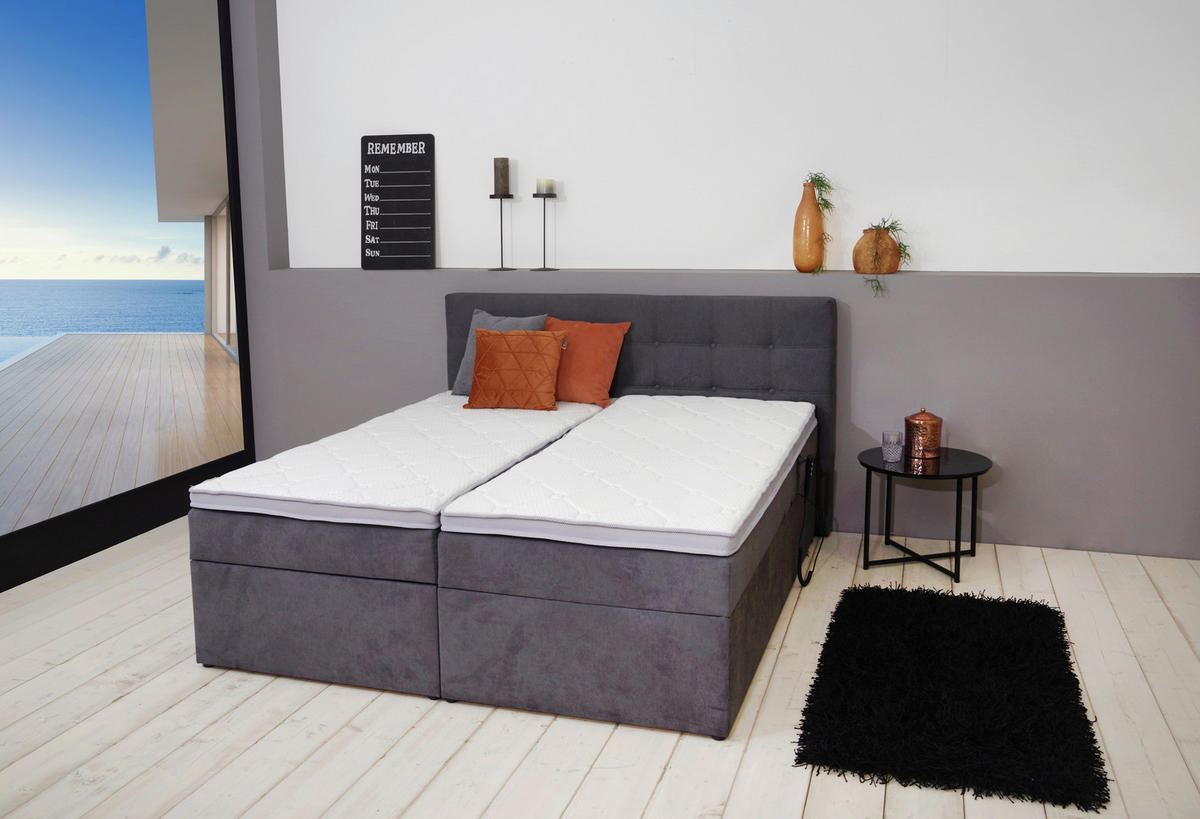 BOXBETT 180/200 cm  in Anthrazit  - Anthrazit/Schwarz, Konventionell, Kunststoff/Textil (180/200cm) - Carryhome
