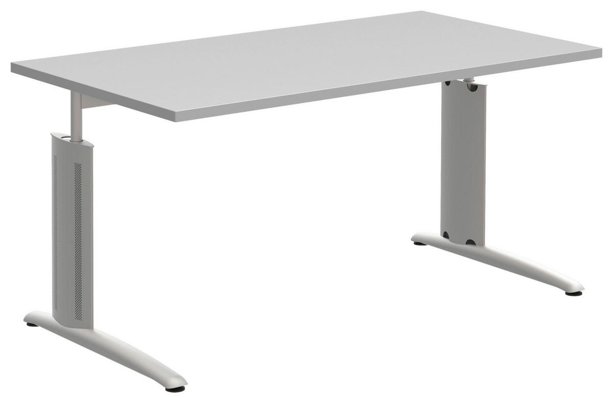 SCHREIBTISCH 140/80/70-82 cm  in Grau, Alufarben  - Alufarben/Grau, KONVENTIONELL, Holzwerkstoff/Metall (140/80/70-82cm) - Moderano
