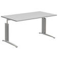 SCHREIBTISCH 140/80/70-82 cm Grau, Alufarben  - Alufarben/Grau, KONVENTIONELL, Holzwerkstoff/Metall (140/80/70-82cm) - Moderano