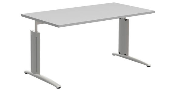 SCHREIBTISCH 140/80/70-82 cm Grau, Alufarben  - Alufarben/Grau, KONVENTIONELL, Holzwerkstoff/Metall (140/80/70-82cm) - Moderano