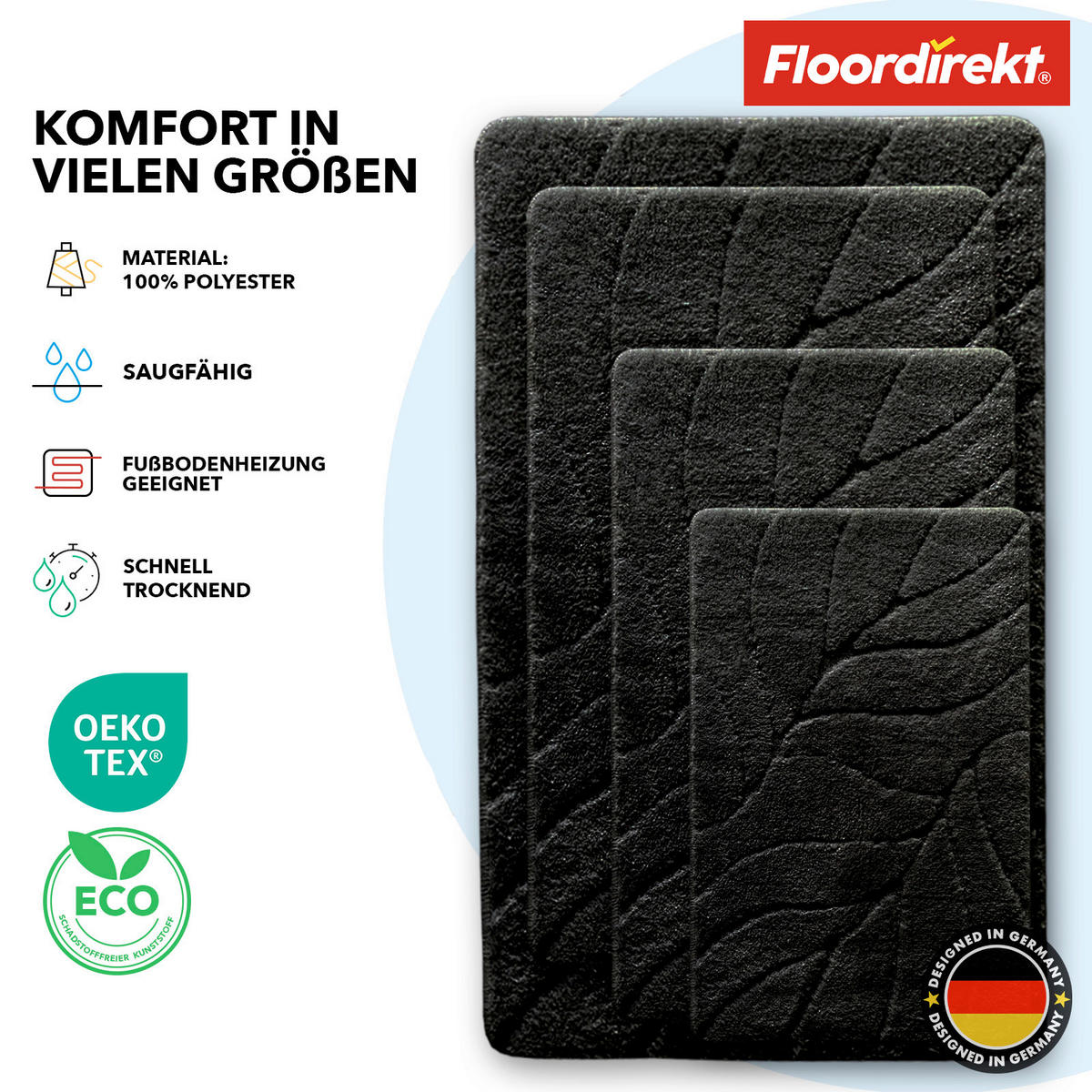 BADEMATTE Maris Schwarz 40/60 cm  - Schwarz, Basics, Kunststoff/Textil (40/60cm) - Floordirekt
