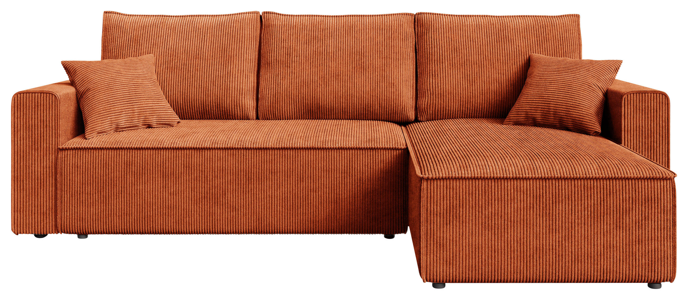 ECKSOFA Rostfarben Cord  - Rostfarben/Schwarz, KONVENTIONELL, Kunststoff/Textil (232/143cm) - Carryhome