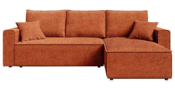 ECKSOFA Rostfarben Cord  - Rostfarben/Schwarz, KONVENTIONELL, Kunststoff/Textil (241/138cm) - Carryhome