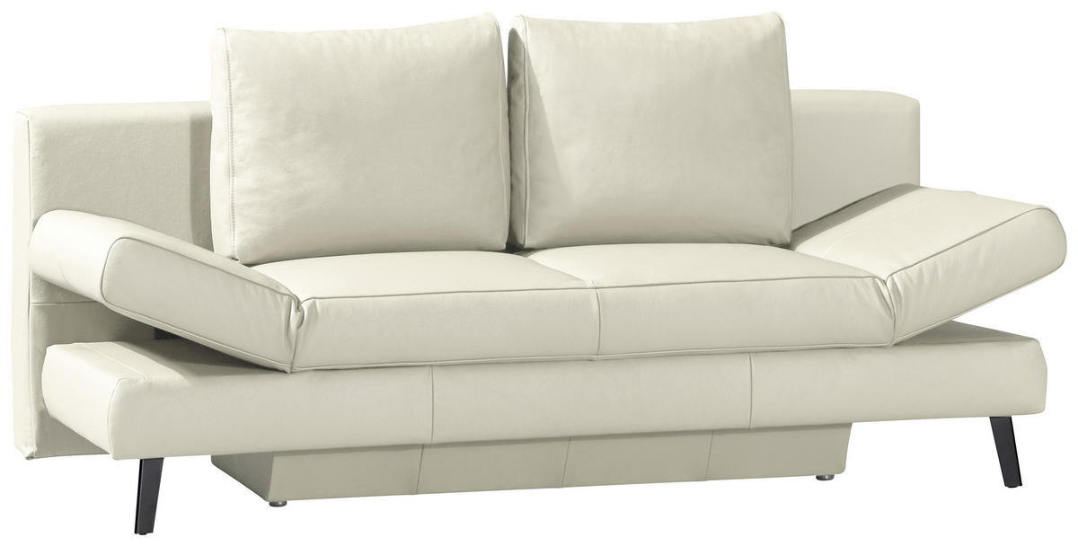 SCHLAFSOFA in Echtleder Naturfarben  - Schwarz/Naturfarben, Design, Leder/Metall (200/85/90cm) - Novel
