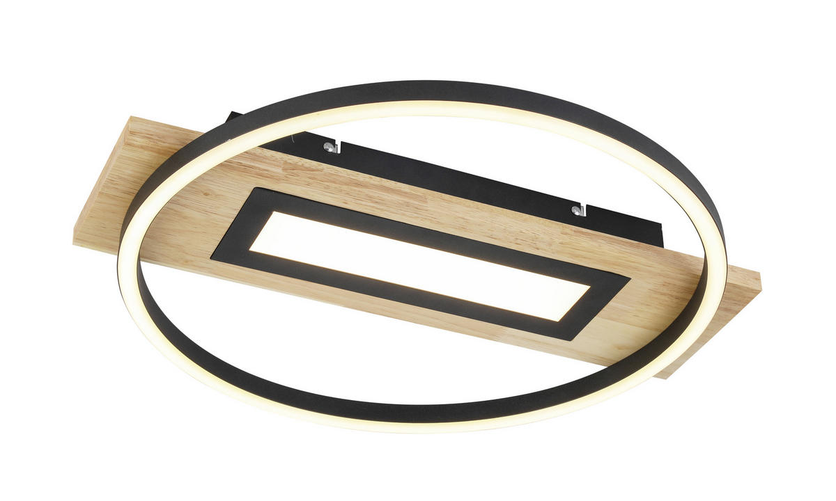 LED-DECKENLEUCHTE Yui 45/50/7,5 cm   - Schwarz/Naturfarben, Trend, Holz/Kunststoff (45/50/7,5cm) - Novel