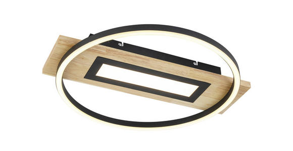 LED-DECKENLEUCHTE 45/50/7,5 cm - Schwarz/Naturfarben, Trend, Holz/Kunststoff (45/50/7,5cm) - Novel