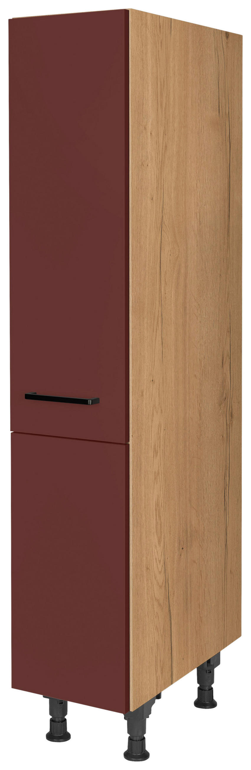 APOTHEKERSCHRANK 30/168/58 cm  in Rot, Eichefarben  - Eichefarben/Rot, MODERN, Holzwerkstoff/Metall (30/168/58cm) - Nobilia