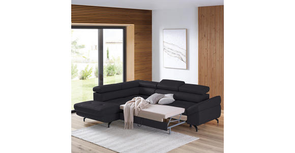 ECKSOFA in Echtleder Dunkelbraun - Dunkelbraun/Schwarz, Design, Leder/Metall (220/270cm) - Novel