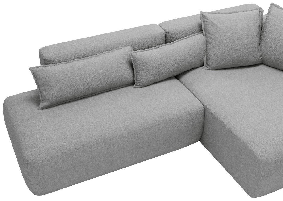 ECKSOFA ARTE in Chenille Grau  - Schwarz/Grau, Design, Kunststoff/Textil (284/160cm) - Livetastic