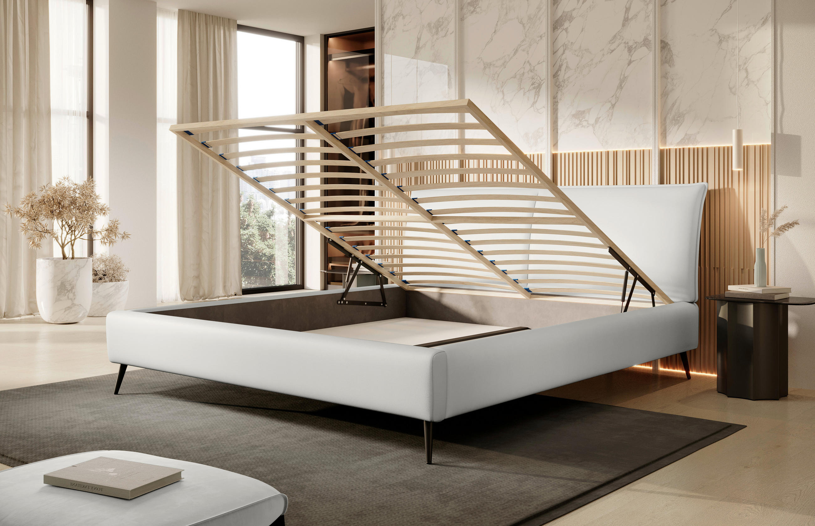 POLSTERBETT 160/200 cm  in Greige  - Greige/Schwarz, Design, Holz/Textil (160/200cm) - Esposa