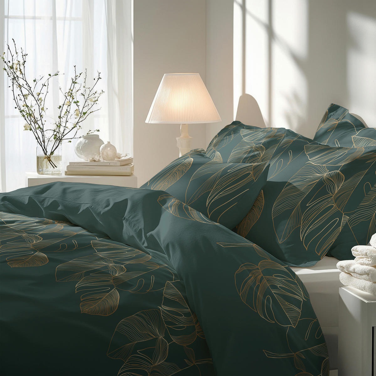 BETTWÄSCHE 2-teilig Satin 135/200 cm  - Smaragdgrün, Basics, Textil (135/200cm) - Florella
