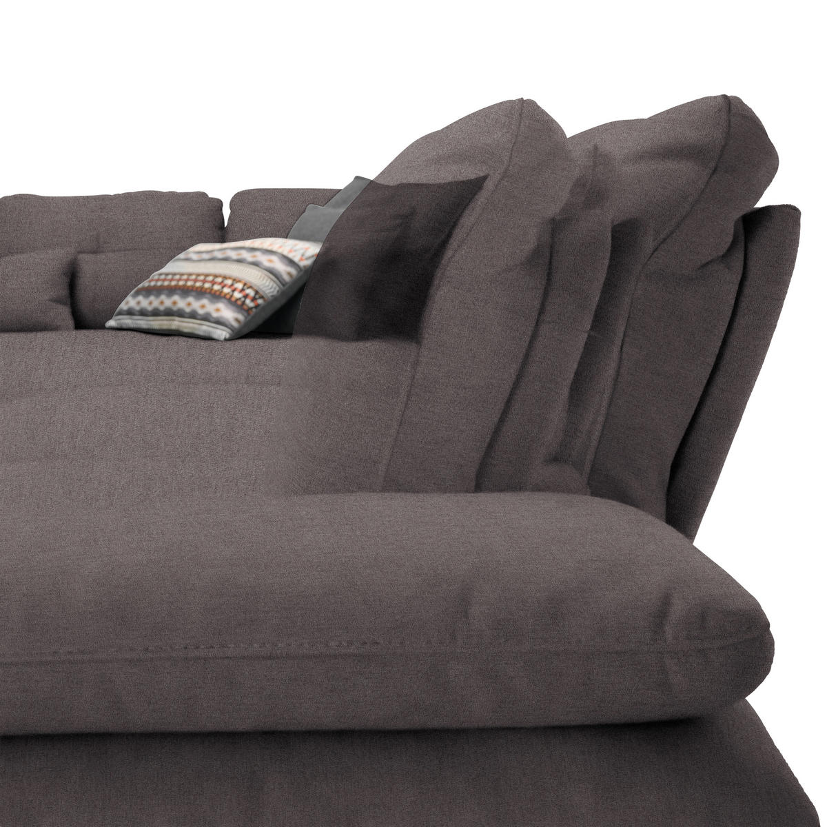 ECKSOFA in Flachgewebe Graphitfarben  - Schwarz/Graphitfarben, Design, Textil/Metall (271/344cm) - Chilliano