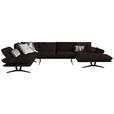 WOHNLANDSCHAFT  in Echtleder Dunkelbraun  - Dunkelbraun/Schwarz, Natur, Leder/Metall (217/359/155cm) - Dieter Knoll