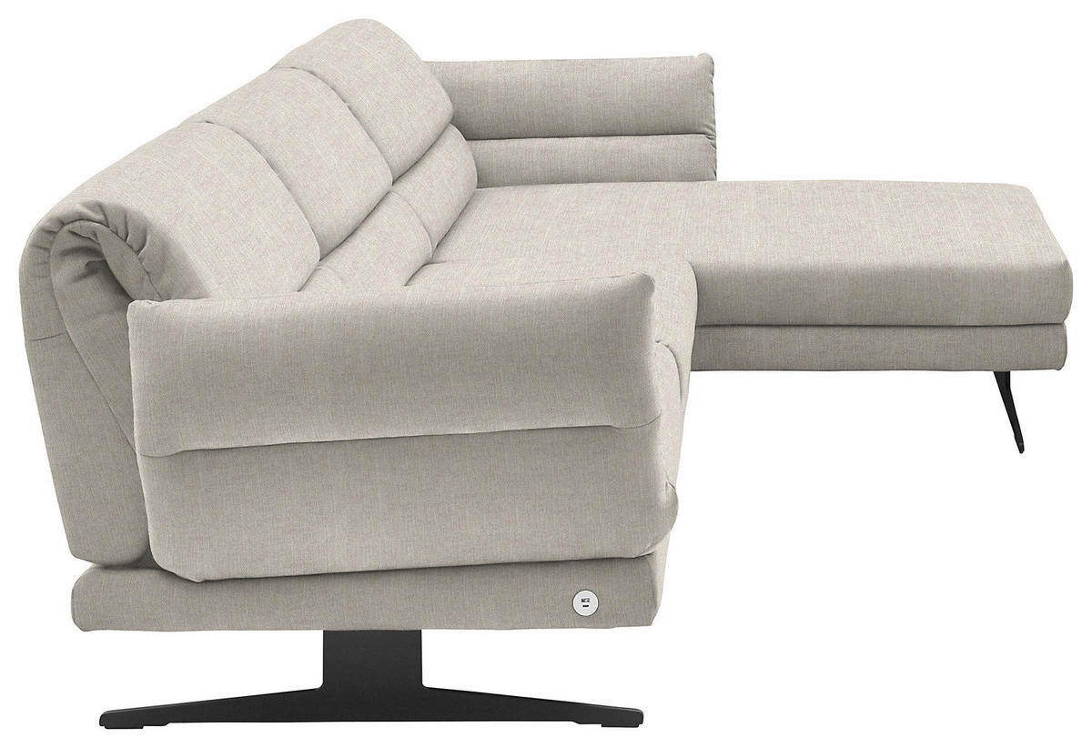 ECKSOFA in Flachgewebe Naturfarben  - Schwarz/Naturfarben, Design, Textil/Metall (279-327/176-217cm) - Dieter Knoll