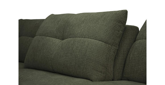 ECKSOFA Dunkelgrün Chenille Armlehnenkissen, Rücken echt, Sitztiefenverstellung  - Dunkelgrün/Schwarz, KONVENTIONELL, Textil/Metall (215/313cm) - Hom`in