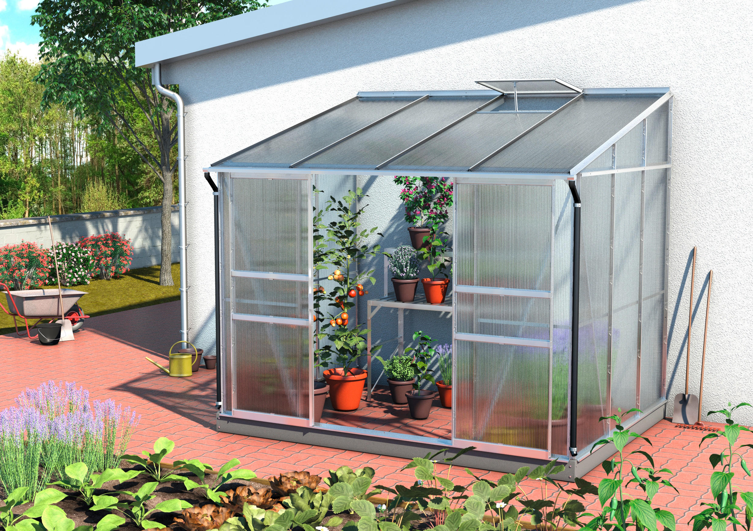 Anlehn-Gewächshausbausatz Ida 5200 Hkp 4mm, Alu