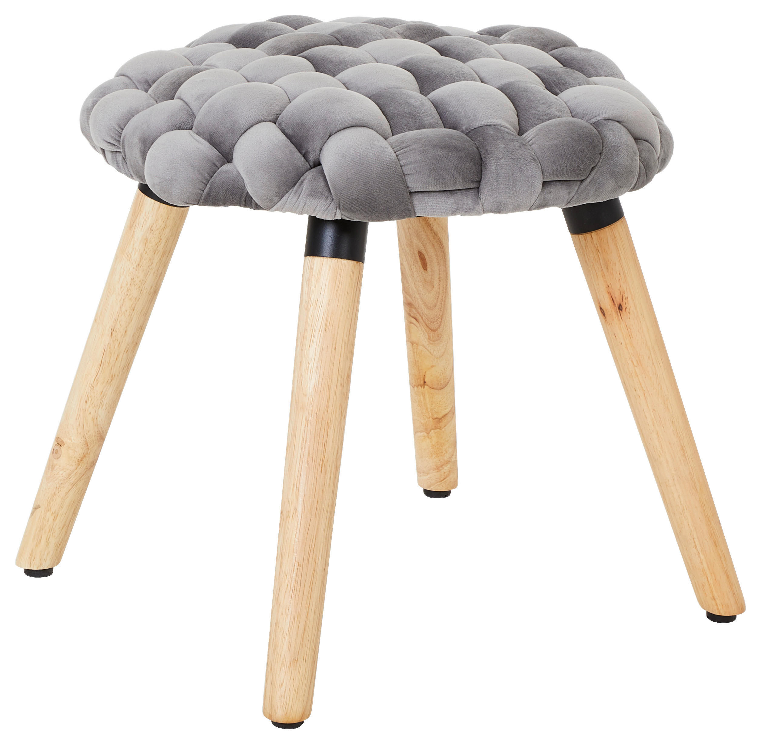 HOCKER Samt Kautschukholz Grau  - Hellbraun/Naturfarben, Trend, Holz/Textil (40/40/40cm) - Xora