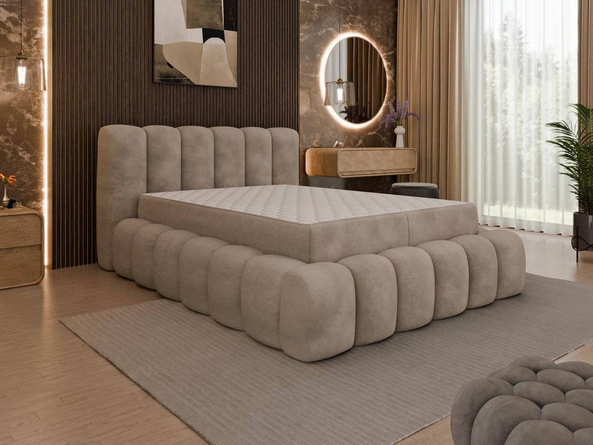 POLSTERBETT Lattenrost, Bettkasten 140/200 cm  in Beige  - Birkefarben/Beige, Trend, Holz/Kunststoff (140/200cm) - Esposa