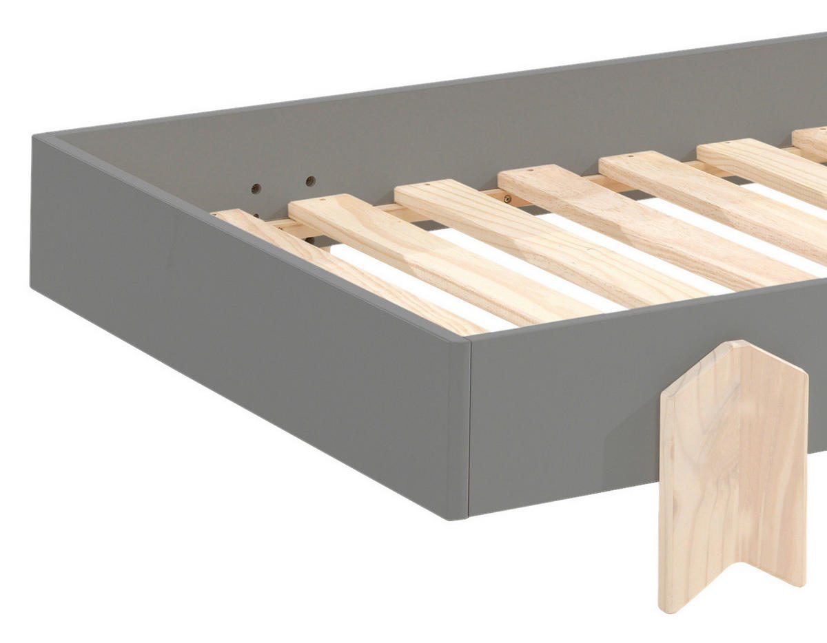 POSTEL PRO DĚTI A MLÁDEŽ, 90/200 cm šedá - barvy borovice/šedá, Moderní, dřevo/kompozitní dřevo (90/200cm) - MID.YOU