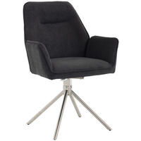 ARMLEHNSTUHL  Sitzfläche 180° drehbar, automatische Rückholfunktion Chenille  - Edelstahlfarben/Anthrazit, MODERN, Textil/Metall (60/89/64cm) - Livetastic