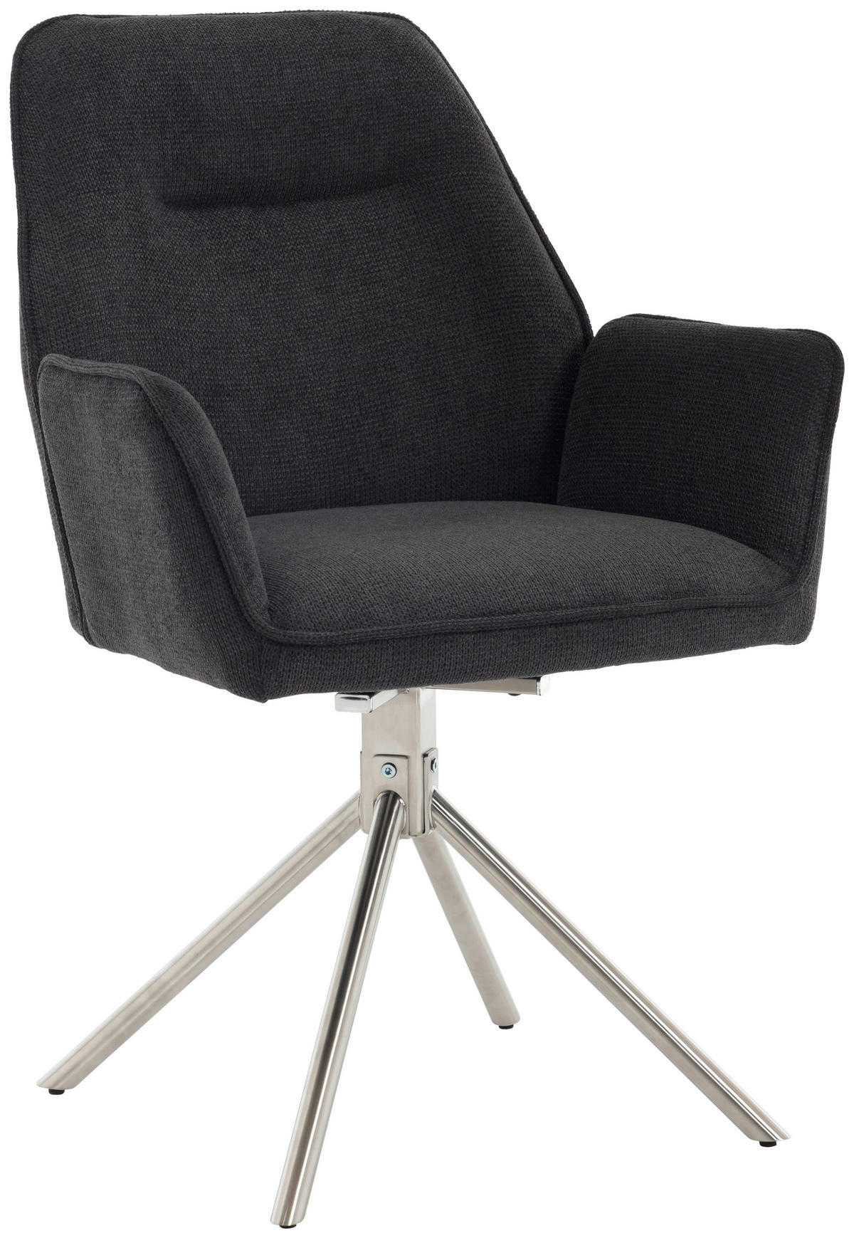 ARMLEHNSTUHL  Sitzfläche 180° drehbar, automatische Rückholfunktion Chenille  - Edelstahlfarben/Anthrazit, MODERN, Textil/Metall (60/89/64cm) - Livetastic
