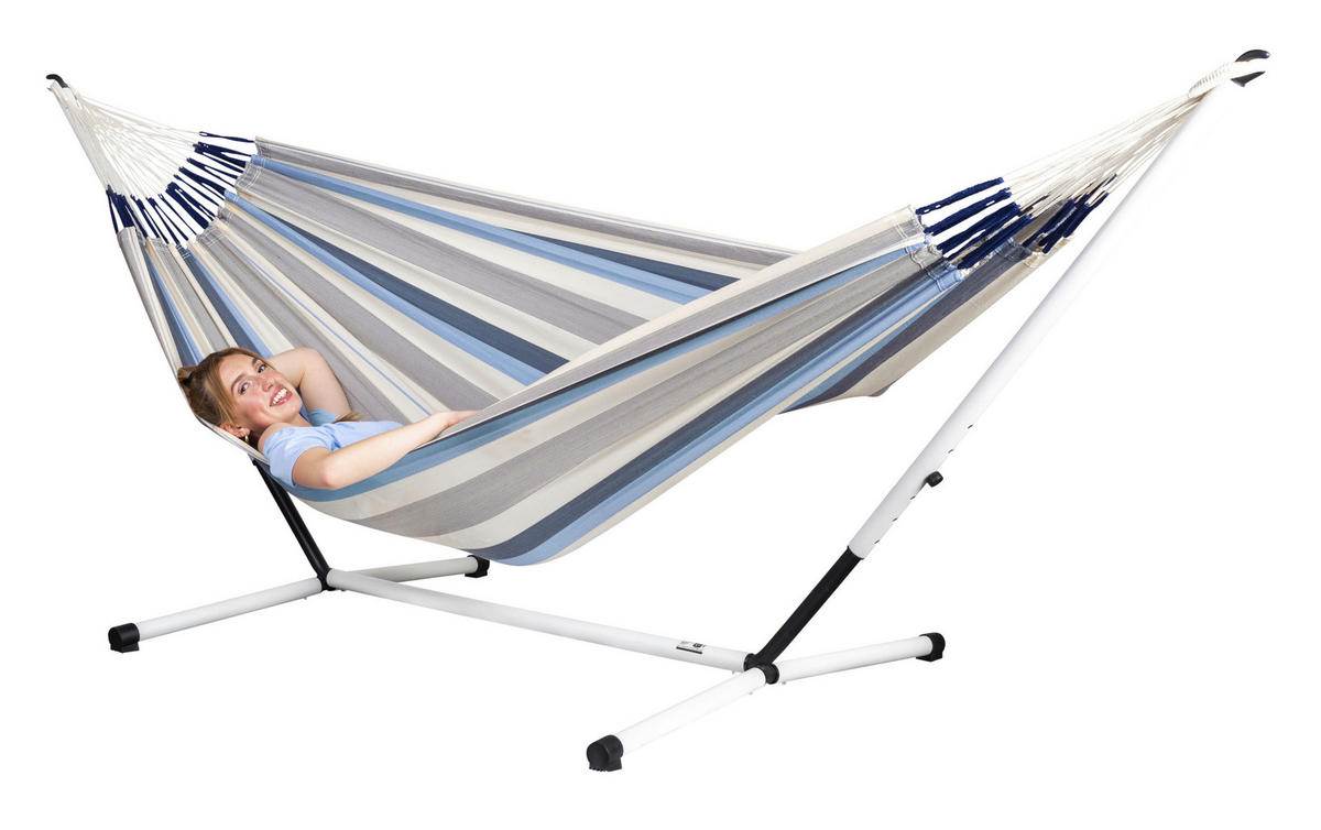 HÄNGEMATTE double outdoor  - Blau/Weiß, KONVENTIONELL, Textil (160/350cm) - La Siesta