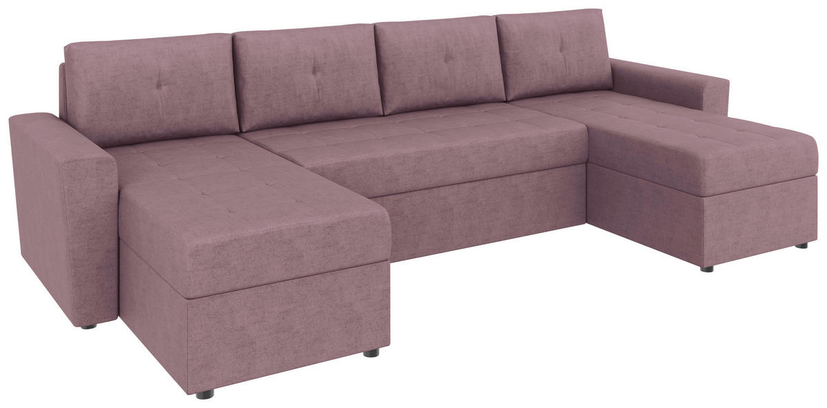 WOHNLANDSCHAFT TERMOLI Rosa Jacquard  - Schwarz/Rosa, Design, Kunststoff/Textil (155/296/155cm) - MID.YOU