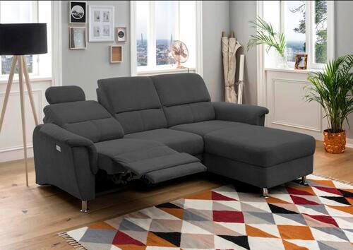 ECKSOFA in Mikrofaser Schwarz 231/165 cm - Chromfarben/Schwarz, MODERN, Textil/Metall (231/165cm) - Livetastic