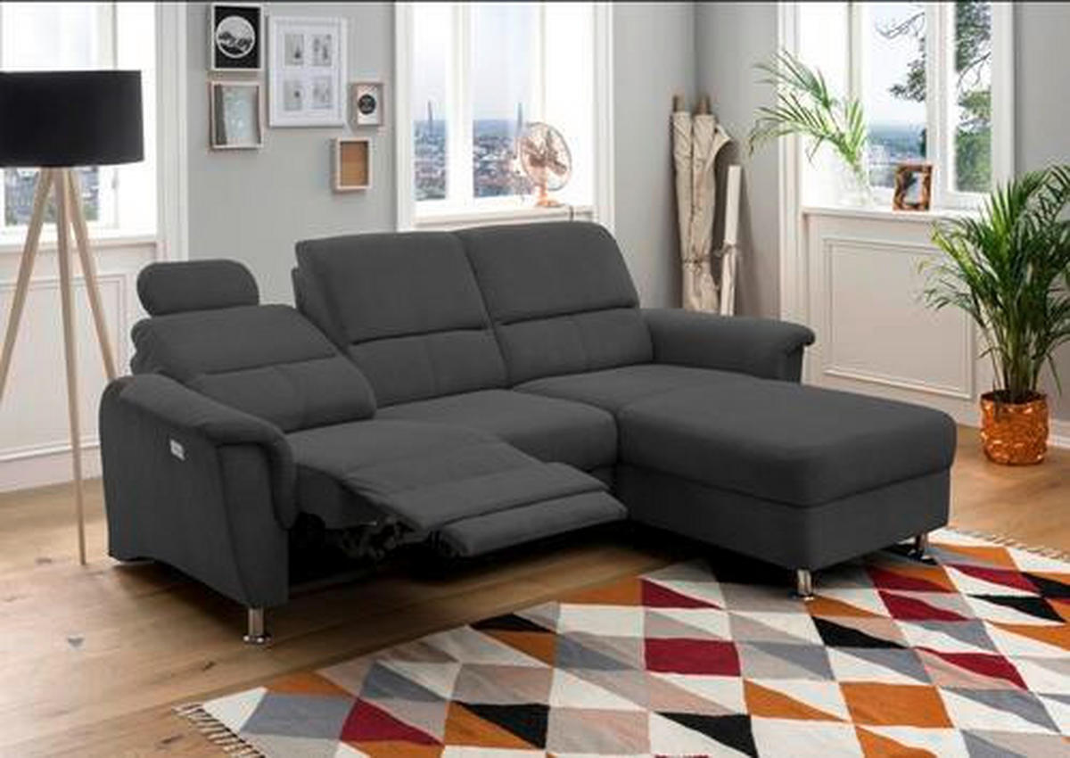 ECKSOFA in Mikrofaser Schwarz  - Chromfarben/Schwarz, Modern, Textil/Metall (231/165cm) - Livetastic