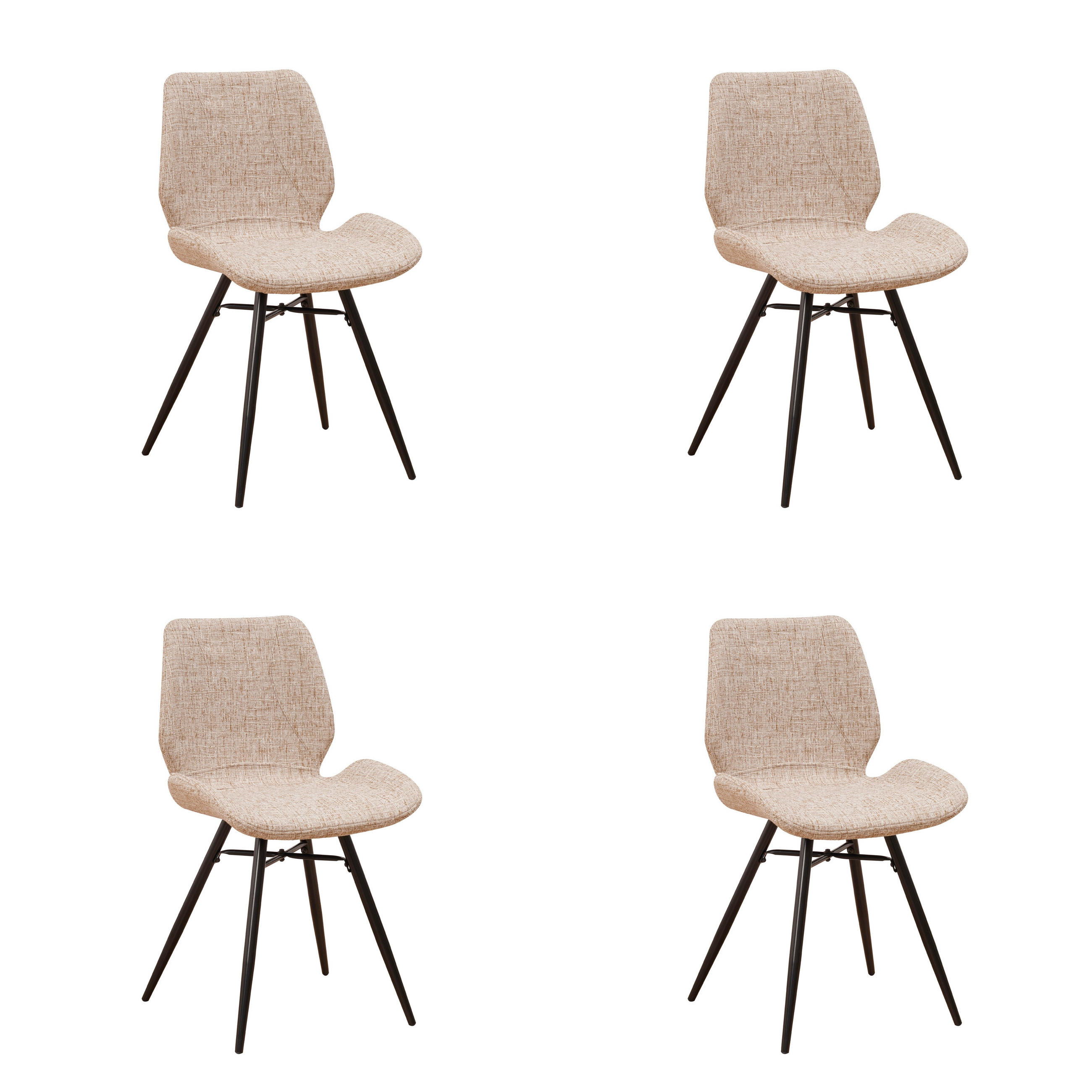 STUHL-SET 4 Stück  in Chenille  - Beige/Schwarz, Design, Textil/Metall (47/82/55cm) - MID.YOU