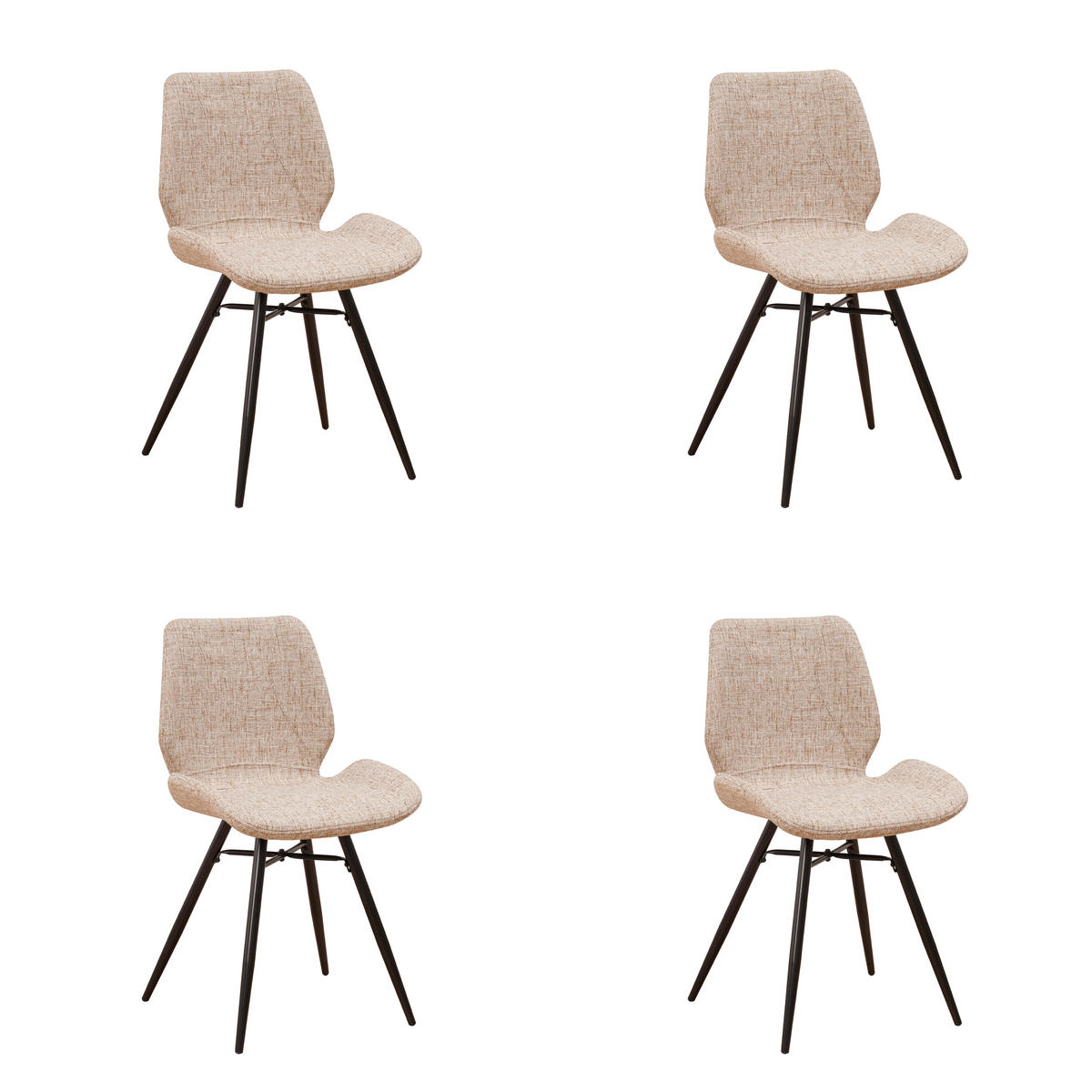 STUHL-SET 4 Stück  in Chenille  - Beige/Schwarz, Design, Textil/Metall (47/82/55cm) - MID.YOU