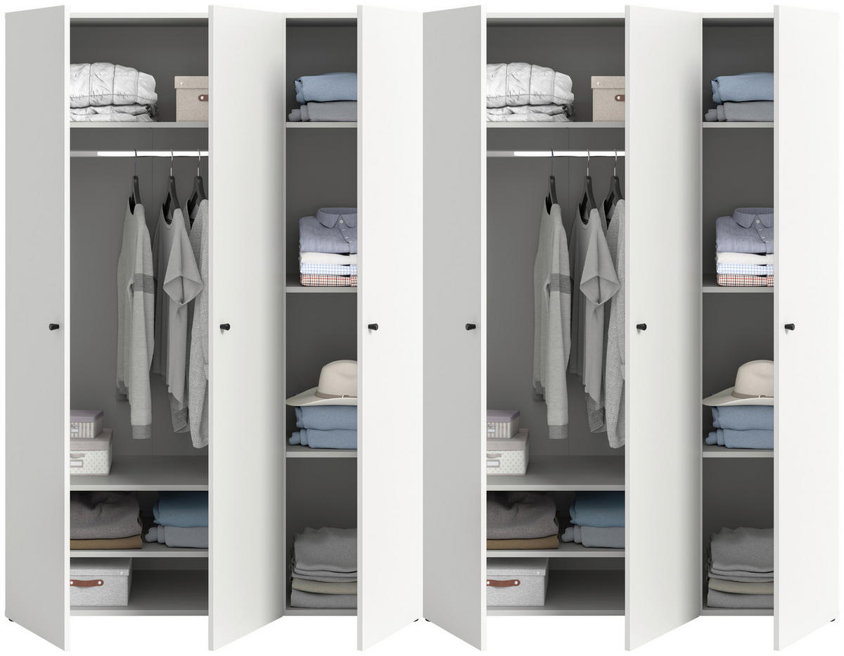 DREHTÜRENSCHRANK 240/176/51 cm,  in Weiß, 6-türig  - Weiß, MODERN, Holzwerkstoff/Kunststoff (240/176/51cm) - MID.YOU