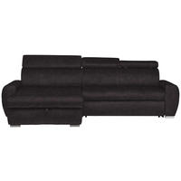 ECKSOFA in Velours Dunkelbraun  173/276 cm  - Chromfarben/Dunkelbraun, Design, Kunststoff/Textil (173/276cm) - Stylife