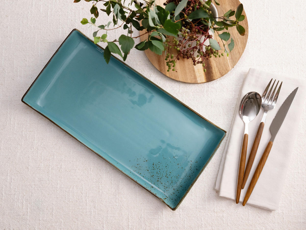 SERVIERPLATTEN-SET 2-teilig 16,5/33 cm  - Türkis, Trend, Keramik (16,5/33cm) - Creatable