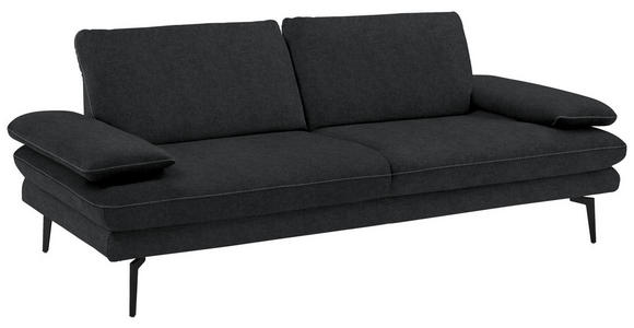 3-SITZER-SOFA in Velours Anthrazit - Anthrazit/Beige, Design, Textil/Metall (222/89/104cm) - Dieter Knoll