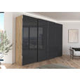 SCHWEBETÜRENSCHRANK 316/235/68 cm 4-türig Grau, Eiche Artisan  - Chromfarben/Eiche Artisan, Design, Glas/Holzwerkstoff (316/235/68cm) - Novel