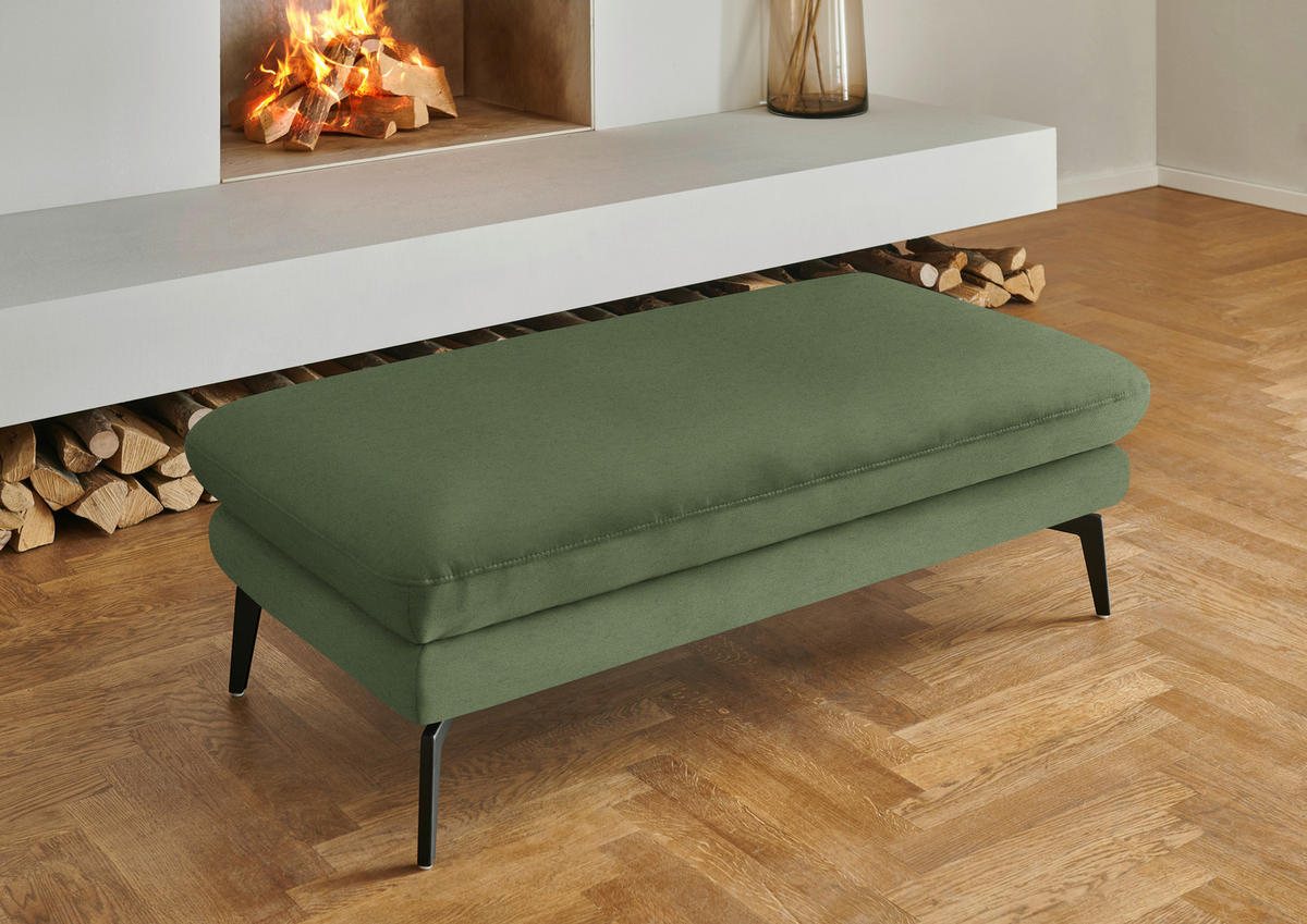 WOHNLANDSCHAFT  in Chenille, Flachgewebe Grün  - Schwarz/Grün, Design, Textil/Metall (208/344/180cm) - Dieter Knoll