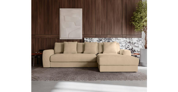 ECKSOFA in Cord Beige  302/182 cm  - Beige/Schwarz, MODERN, Kunststoff/Textil (302/182cm) - Carryhome