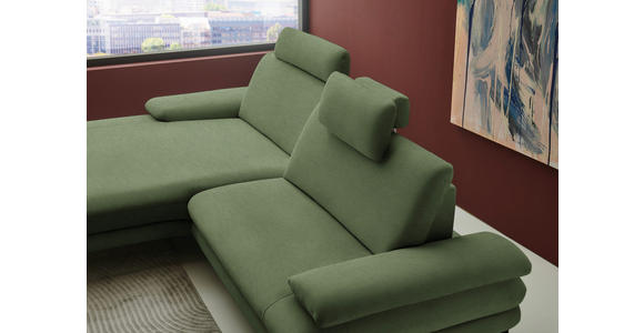 ECKSOFA  in Chenille, Flachgewebe Grün Rücken echt  180/284 cm  - Schwarz/Grün, Design, Textil/Metall (180/284cm) - Dieter Knoll