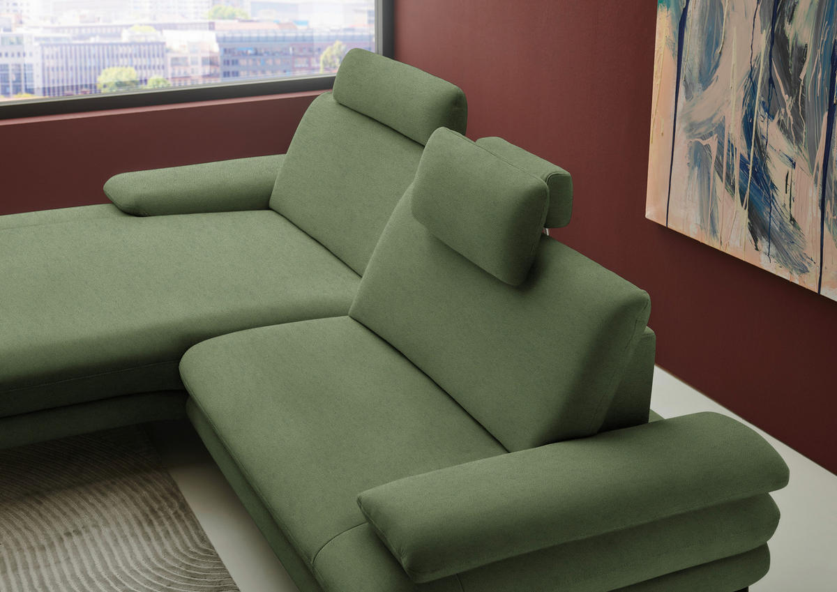 ECKSOFA Chenille, Flachgewebe Grün  - Schwarz/Grün, Design, Textil/Metall (180/284cm) - Dieter Knoll